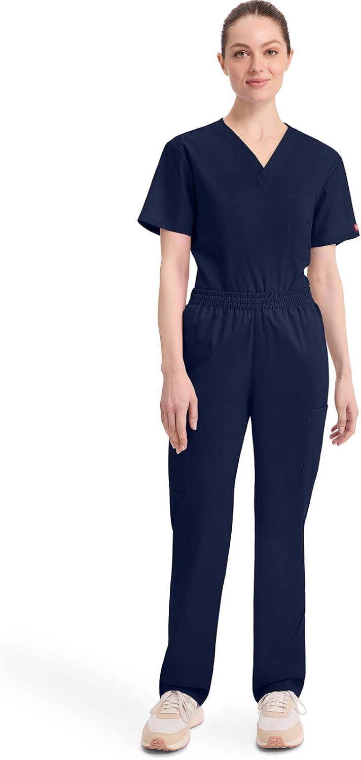 image:imageDickies EDS Signature Scrubs for Women Elastic Waist PullOn Cargo Pants for Women in Soft Brushed Poplin 86106Navy