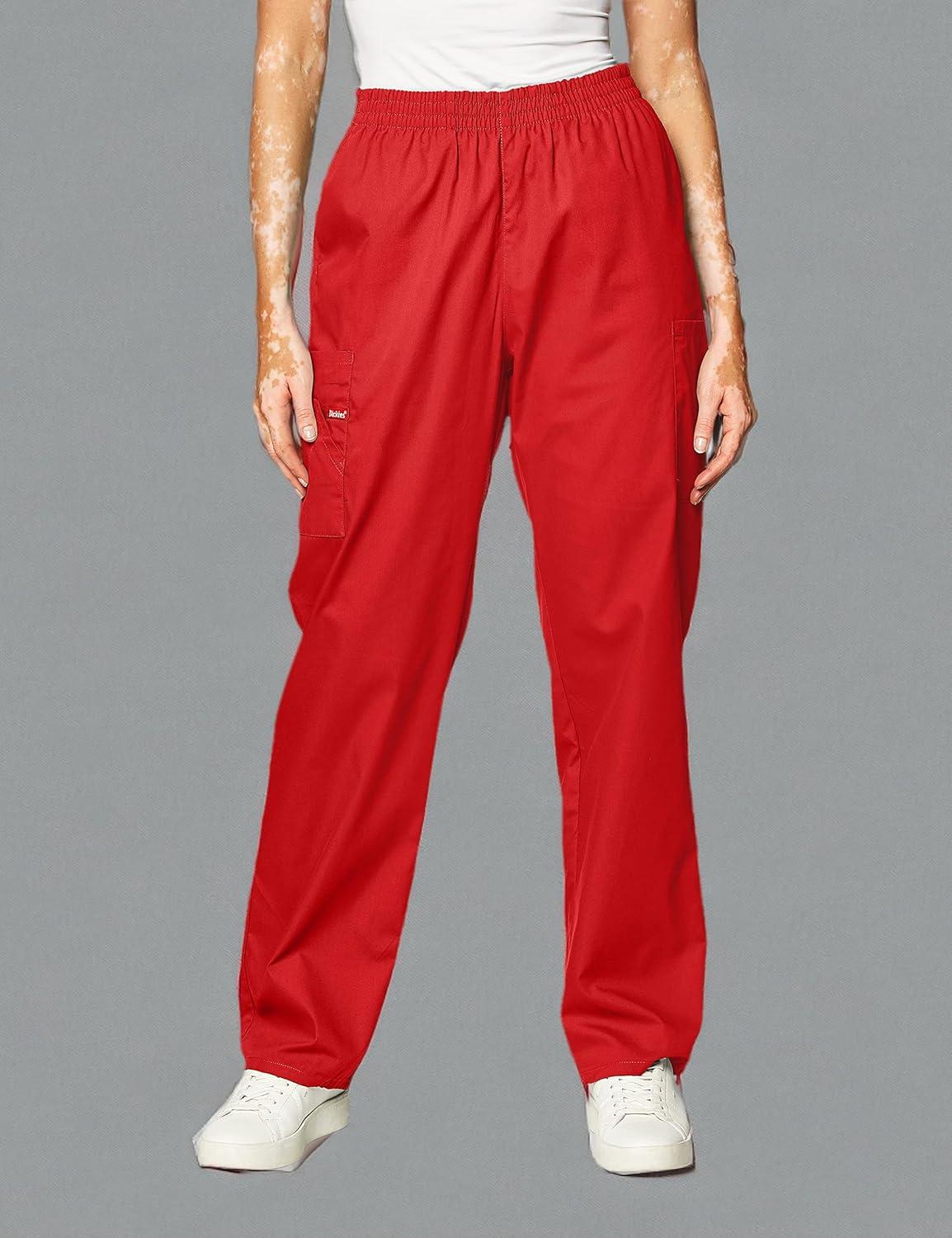 image:imageDickies EDS Signature Scrubs for Women Elastic Waist PullOn Cargo Pants for Women in Soft Brushed Poplin 86106Red