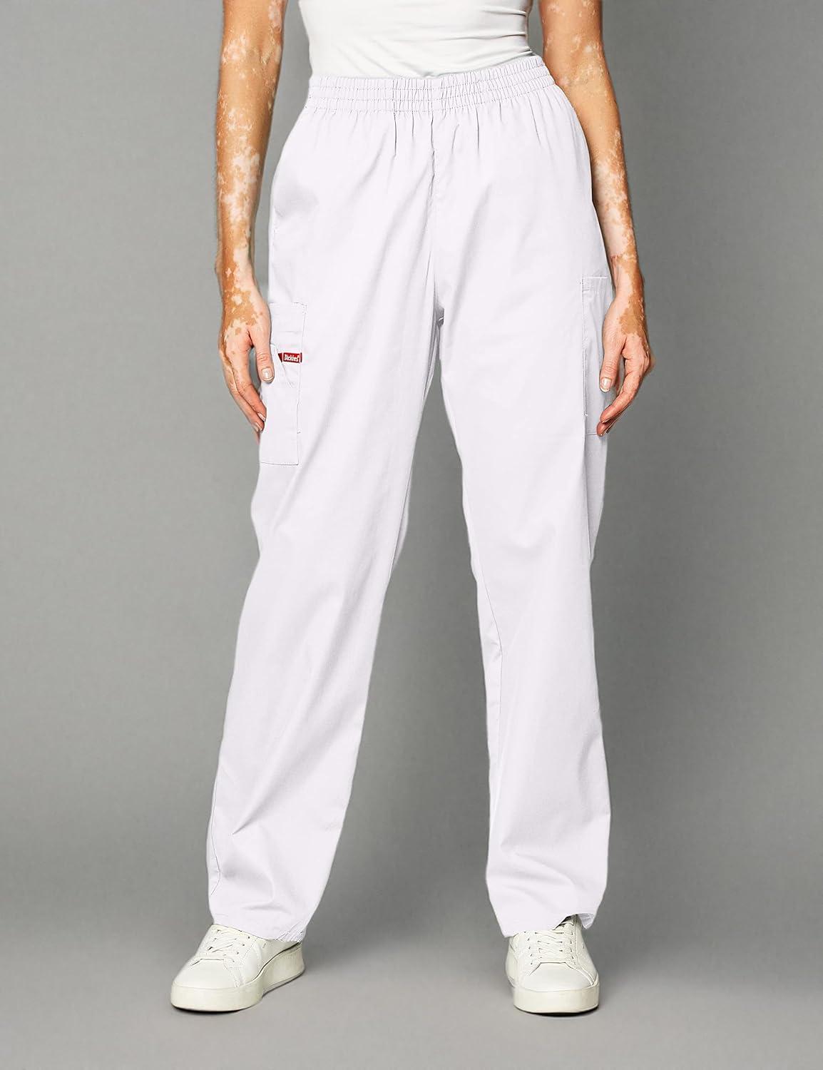 image:imageDickies EDS Signature Scrubs for Women Elastic Waist PullOn Cargo Pants for Women in Soft Brushed Poplin 86106White