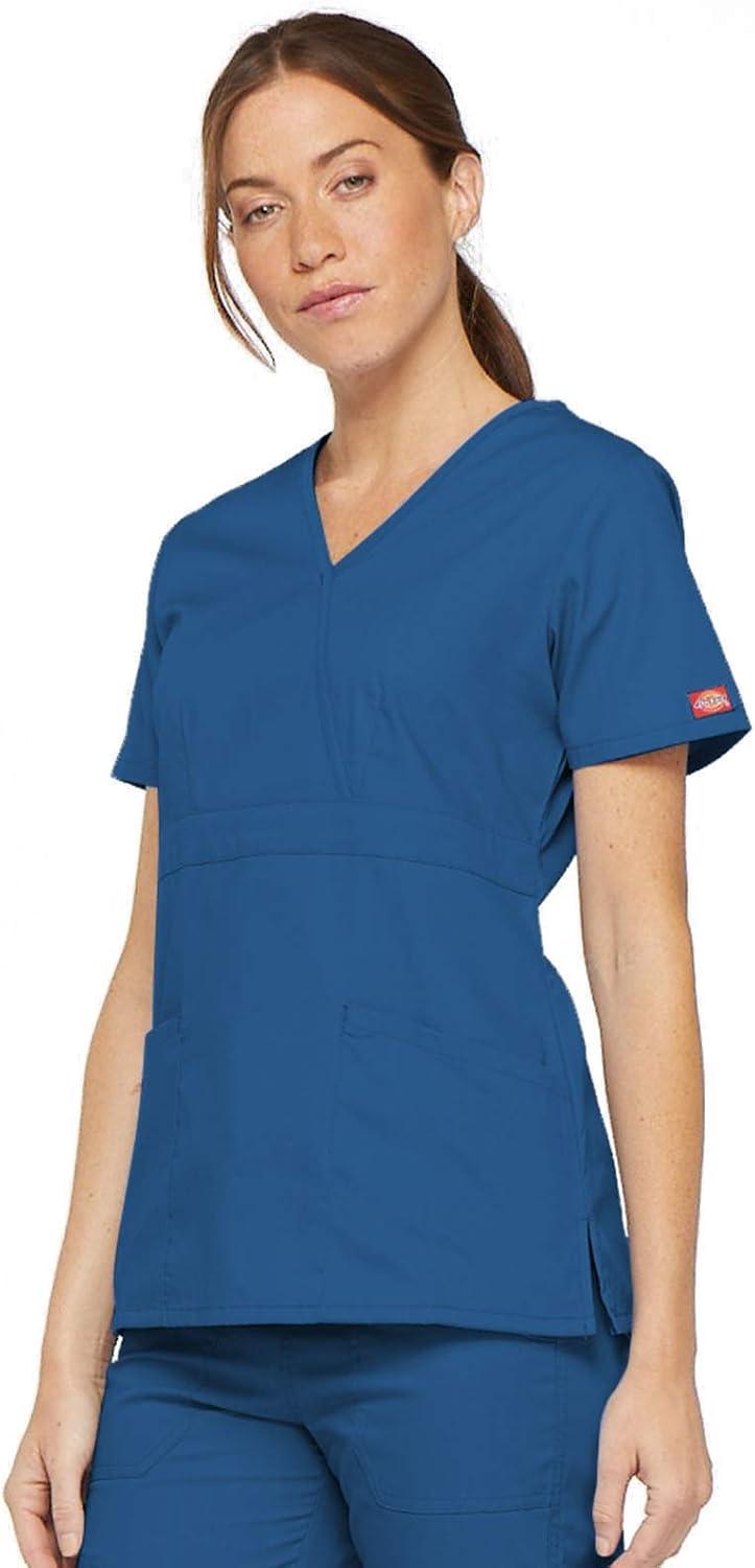 image:imageDickies EDS Signature Scrubs for Women Empire Waist Mock Wrap Top in Soft Brushed Poplin 86806Royal