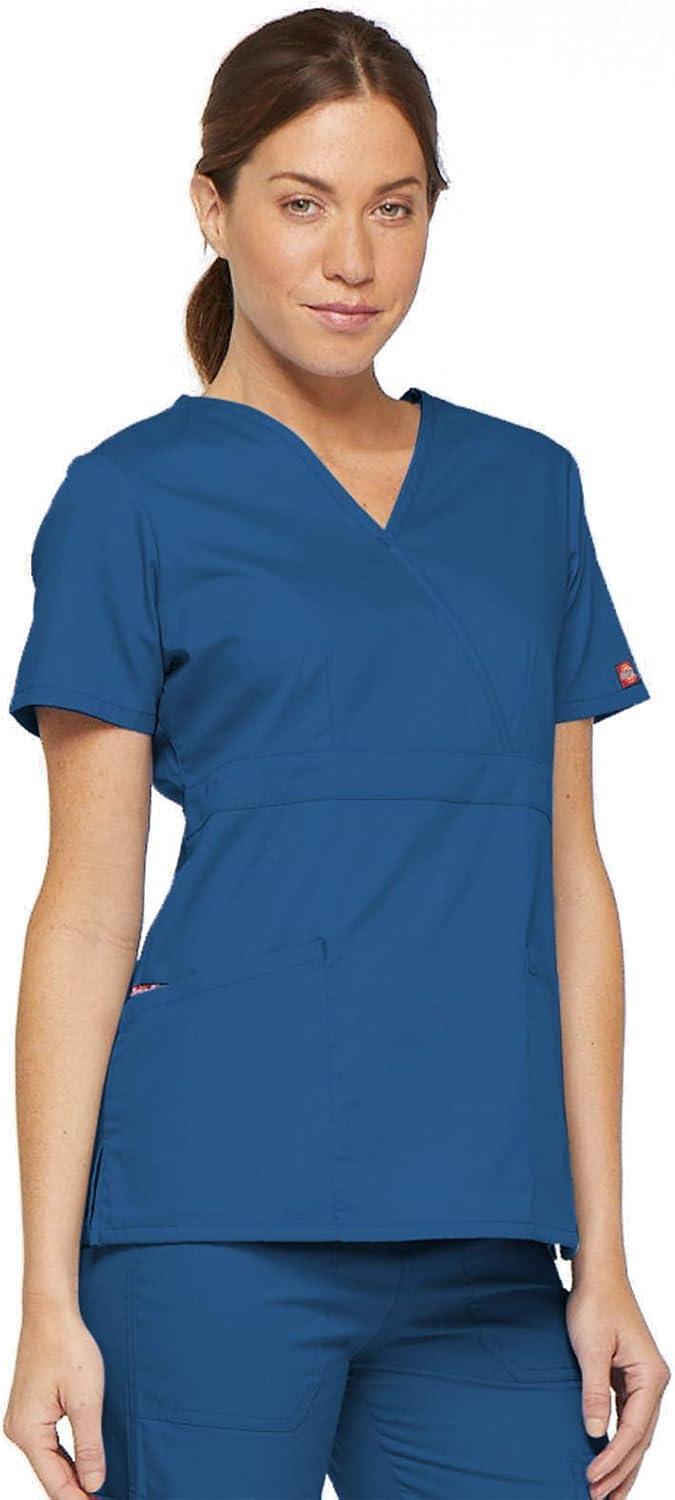 image:imageDickies EDS Signature Scrubs for Women Empire Waist Mock Wrap Top in Soft Brushed Poplin 86806Royal