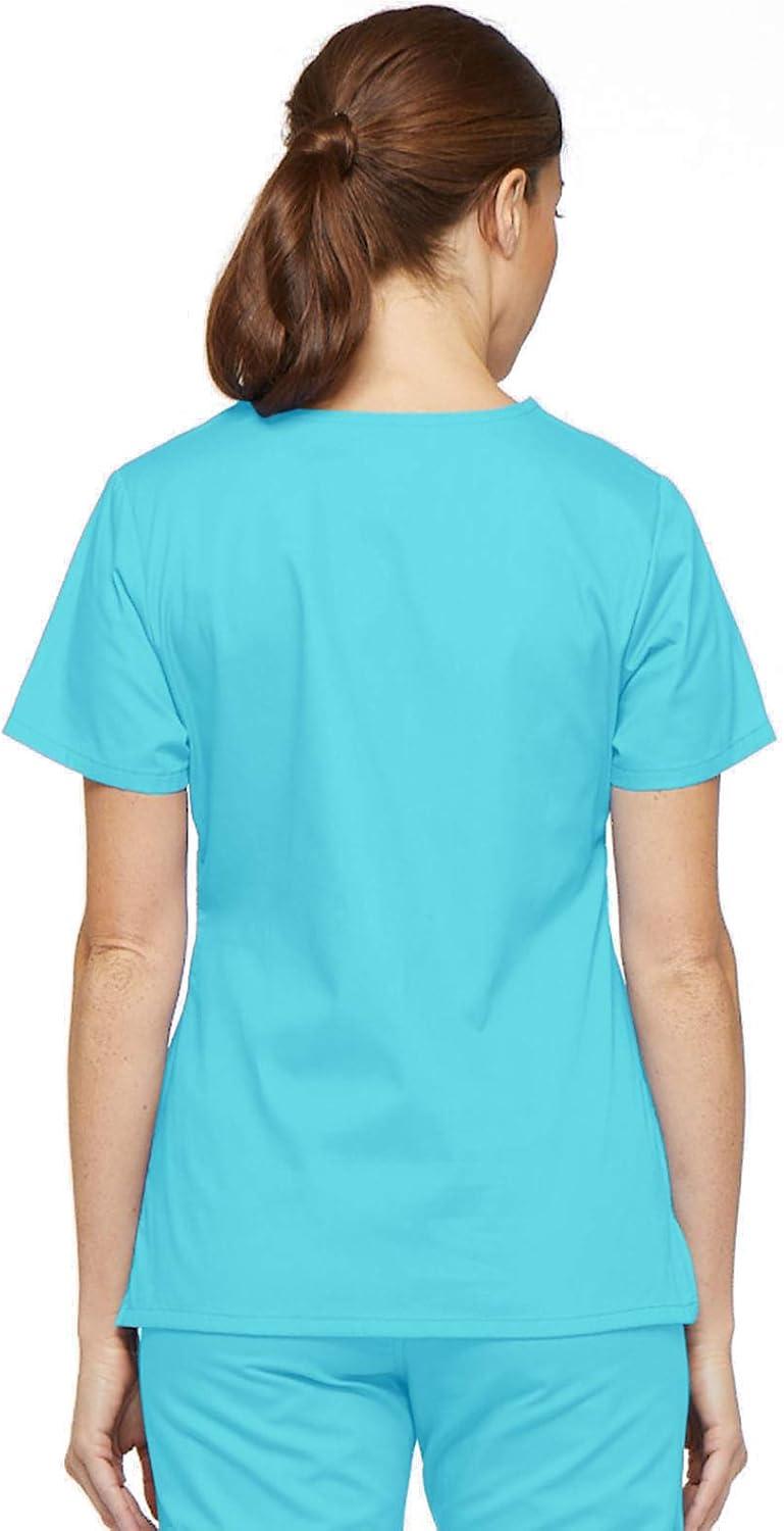 image:imageDickies EDS Signature Scrubs for Women Empire Waist Mock Wrap Top in Soft Brushed Poplin 86806Turquoise