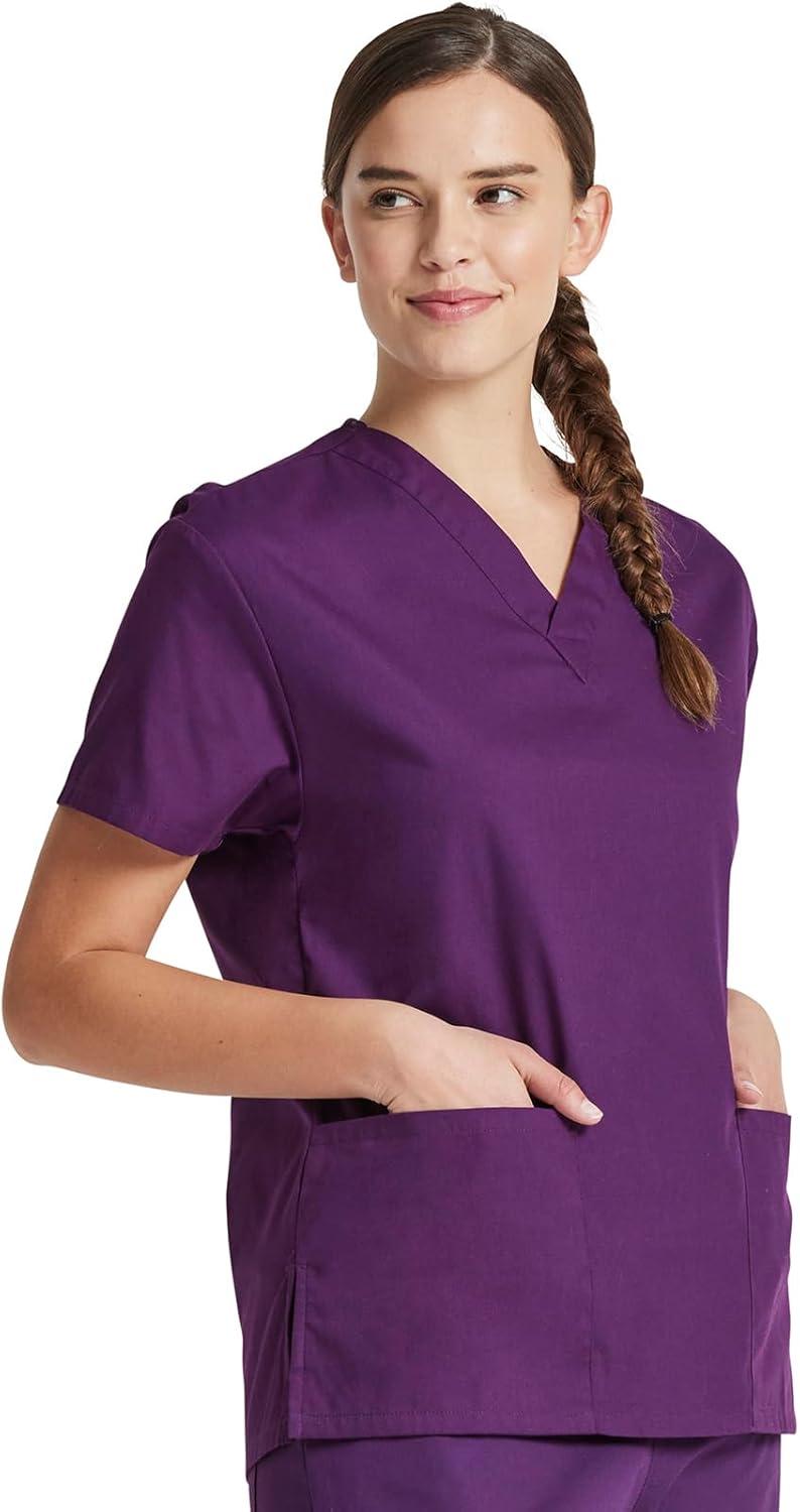 image:imageDickies EDS Signature Scrubs for Women VNeck Womens Tops in Soft Brushed Poplin 86706Eggplant