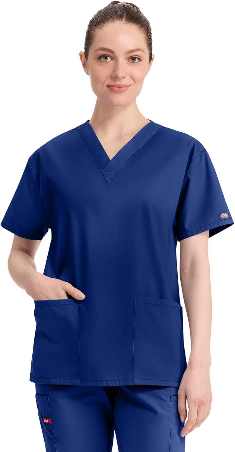 image:imageDickies EDS Signature Scrubs for Women VNeck Womens Tops in Soft Brushed Poplin 86706Galaxy Blue