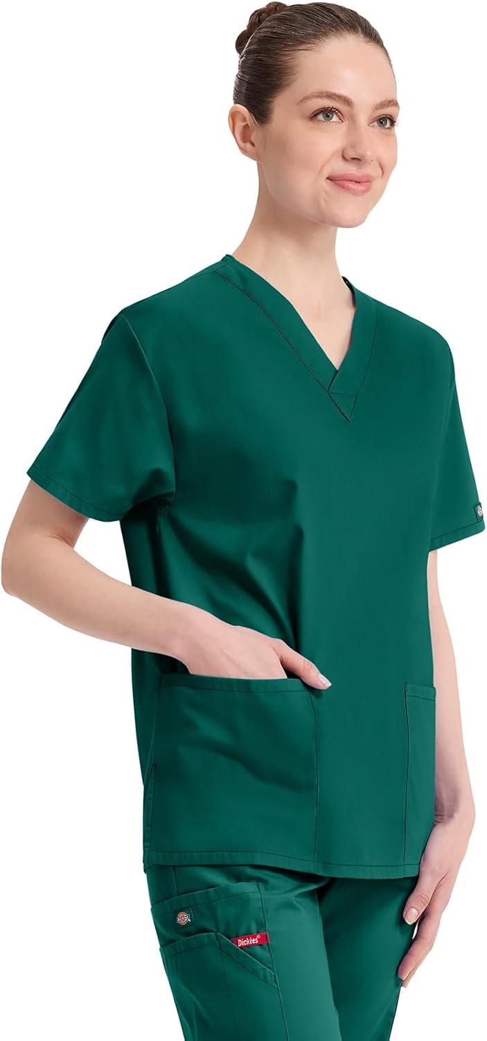 image:imageDickies EDS Signature Scrubs for Women VNeck Womens Tops in Soft Brushed Poplin 86706Hunter