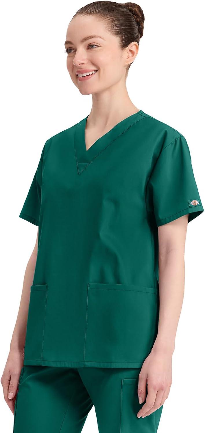 image:imageDickies EDS Signature Scrubs for Women VNeck Womens Tops in Soft Brushed Poplin 86706Hunter