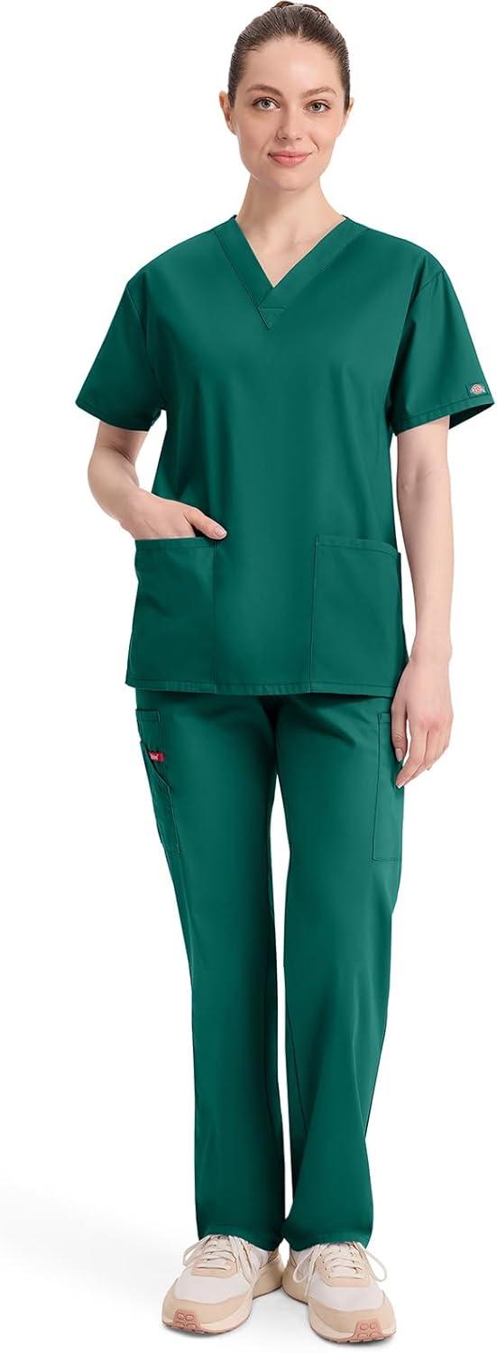 image:imageDickies EDS Signature Scrubs for Women VNeck Womens Tops in Soft Brushed Poplin 86706Hunter