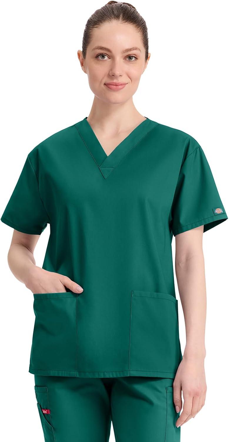 image:imageDickies EDS Signature Scrubs for Women VNeck Womens Tops in Soft Brushed Poplin 86706Hunter