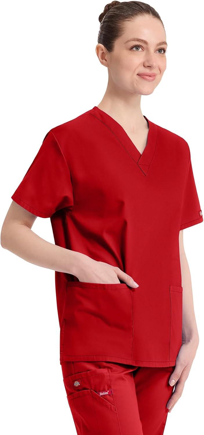 image:imageDickies EDS Signature Scrubs for Women VNeck Womens Tops in Soft Brushed Poplin 86706Red
