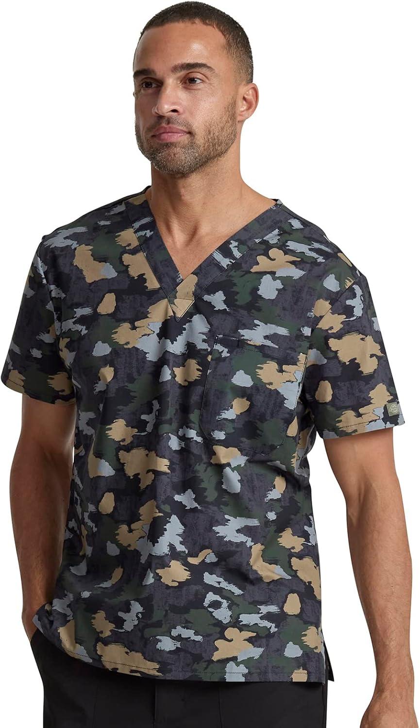 image:imageDickies EDS Signature Scrubs for Women and Scrubs for Men Unisex One Pocket VNeck Top in Soft Brushed Poplin 83706Brush Away Camo