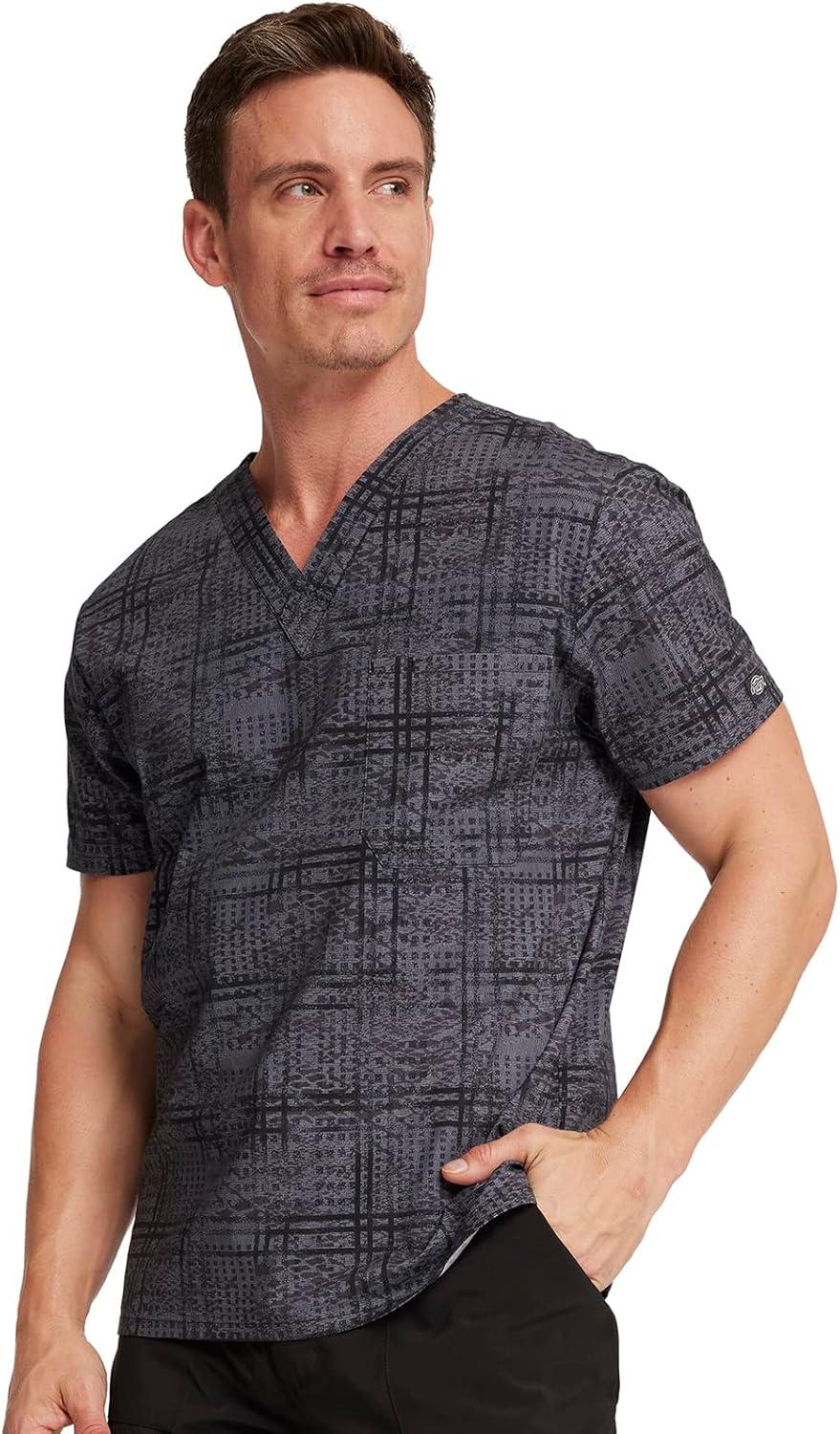 image:imageDickies EDS Signature Scrubs for Women and Scrubs for Men Unisex One Pocket VNeck Top in Soft Brushed Poplin 83706Plaid Distress