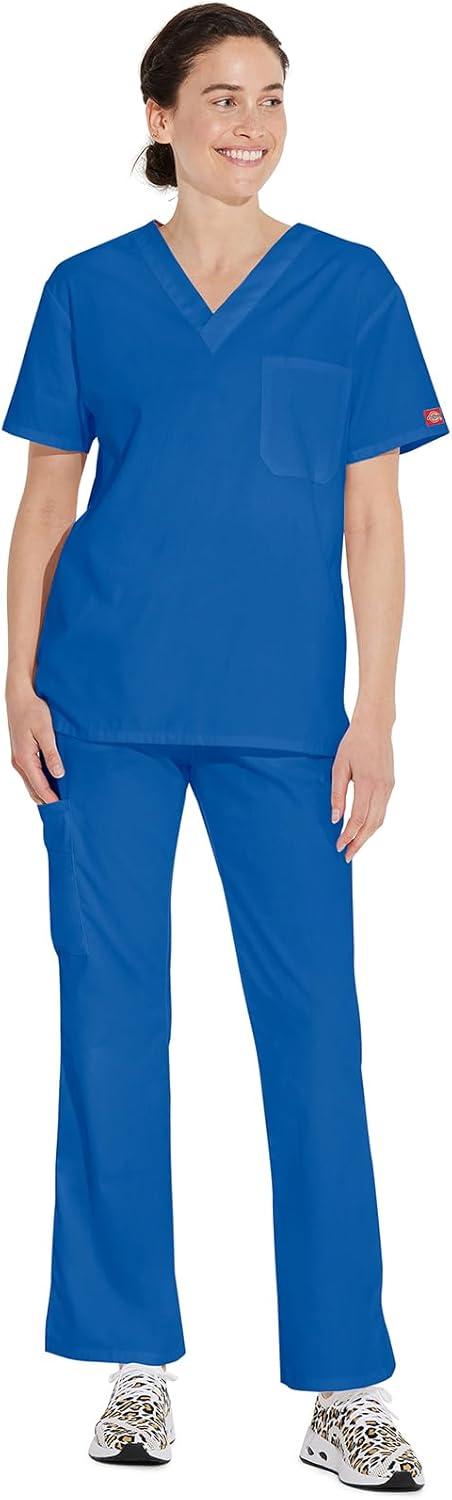 image:imageDickies EDS Signature Scrubs for Women and Scrubs for Men Unisex One Pocket VNeck Top in Soft Brushed Poplin 83706Royal