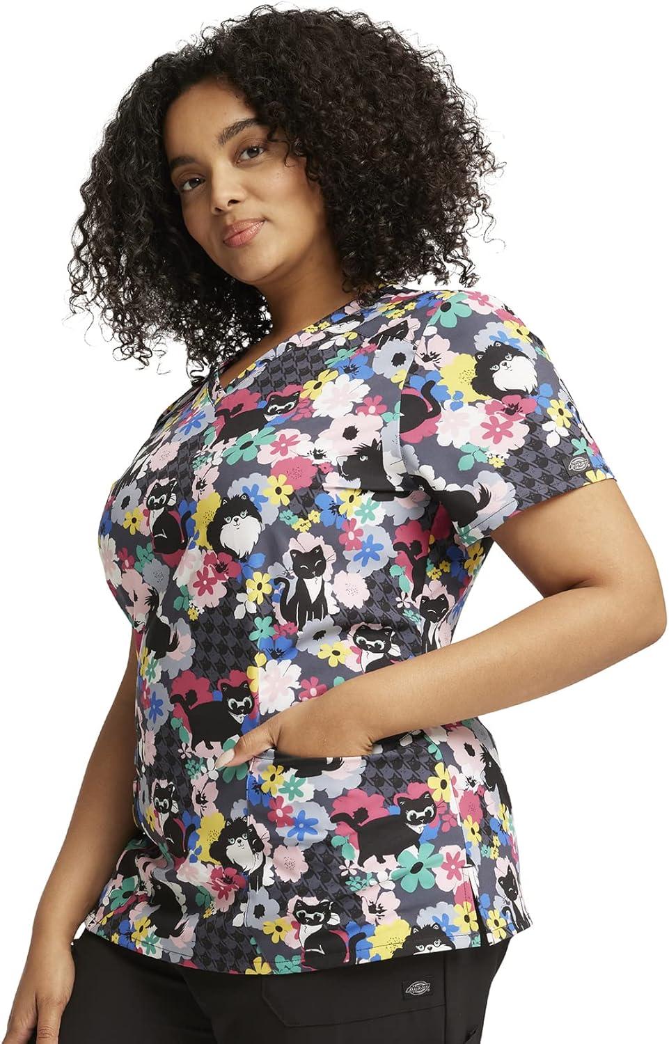 image:imageDickies EDS Women Scrubs Top VNeck DK700Furever Floral