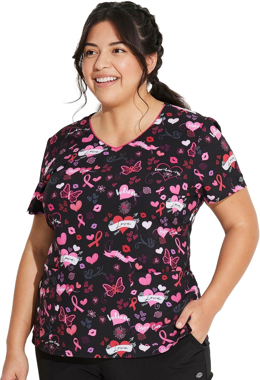 image:imageDickies EDS Women Scrubs Top VNeck Print DK852Hope Heals