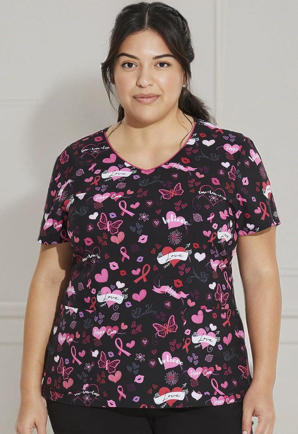 image:imageDickies EDS Women Scrubs Top VNeck Print DK852Hope Heals