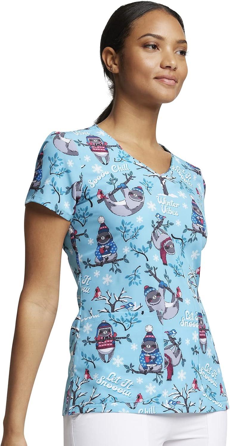 image:imageDickies EDS Women Scrubs Top VNeck Print DK852Winter Vibes