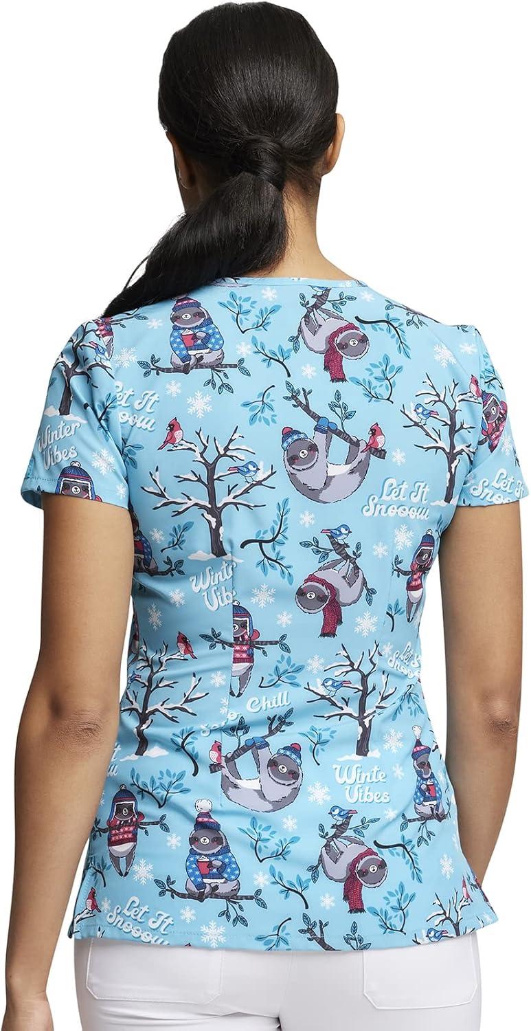 image:imageDickies EDS Women Scrubs Top VNeck Print DK852Winter Vibes