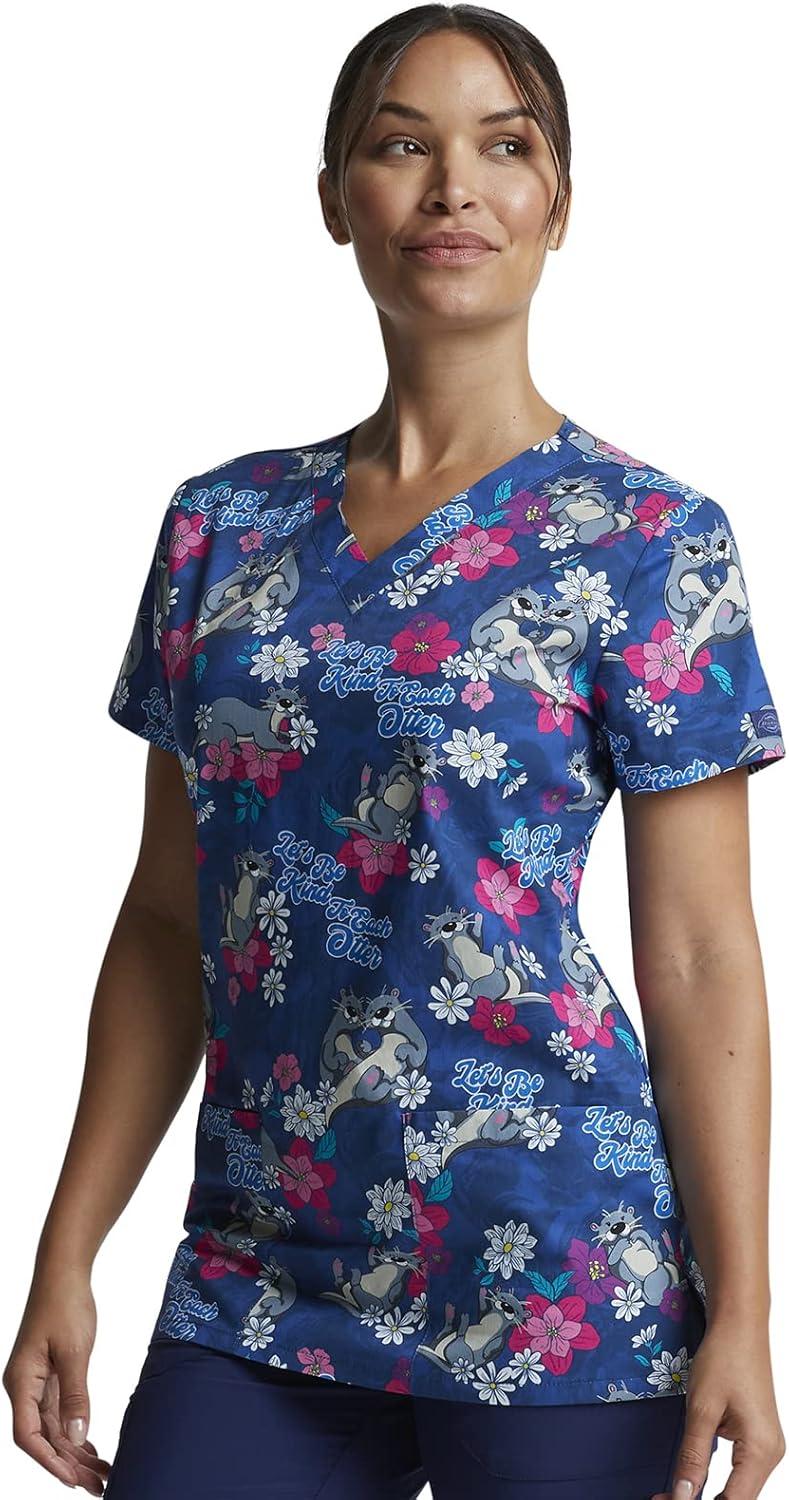 image:imageDickies EDS Women Scrubs Top VNeck Print DK876Be Kind to Each Otter
