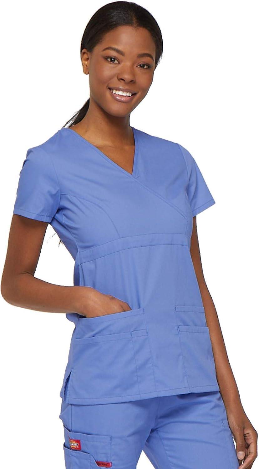 image:imageDickies Gen Flex Women Scrubs Top Mock Wrap 817355Ceil Blue