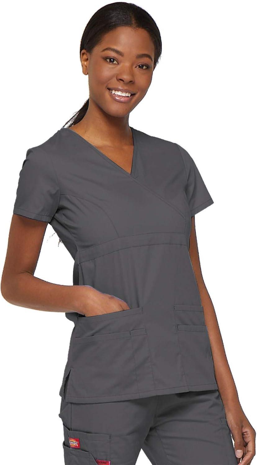image:imageDickies Gen Flex Women Scrubs Top Mock Wrap 817355Pewter
