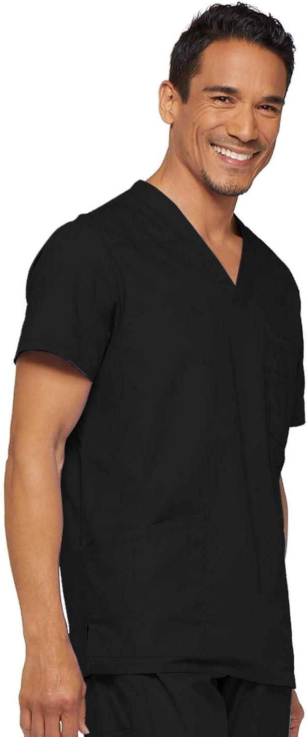 image:imageDickies Mens VNeck Scrub Top with 5 Pockets Medical amp Nursing Uniform Shirt Side Vents 81906Black