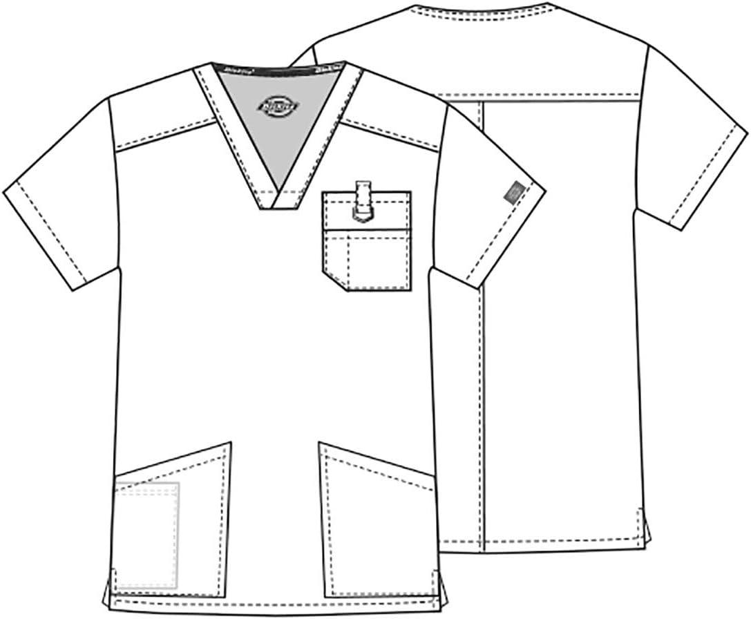 image:imageDickies Mens VNeck Scrub Top with 5 Pockets Medical amp Nursing Uniform Shirt Side Vents 81906Black