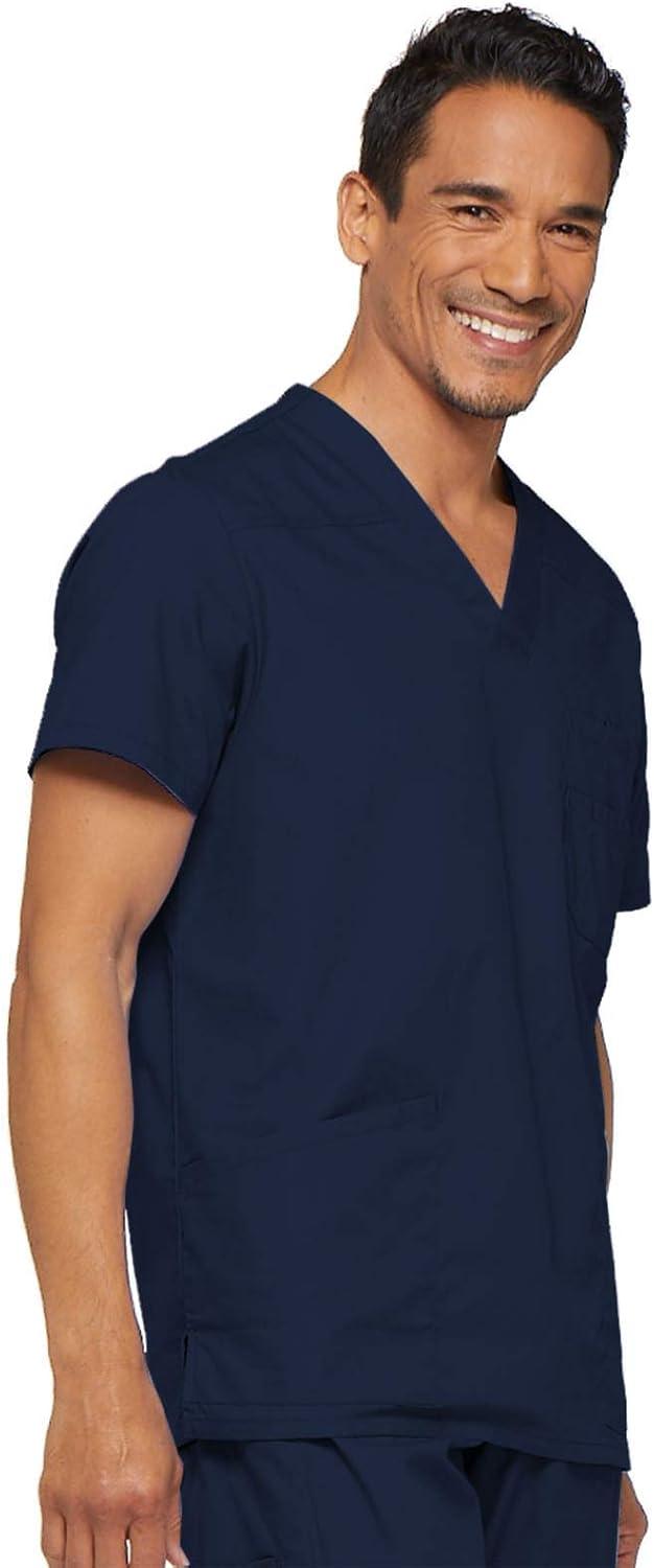 image:imageDickies Mens VNeck Scrub Top with 5 Pockets Medical amp Nursing Uniform Shirt Side Vents 81906Navy