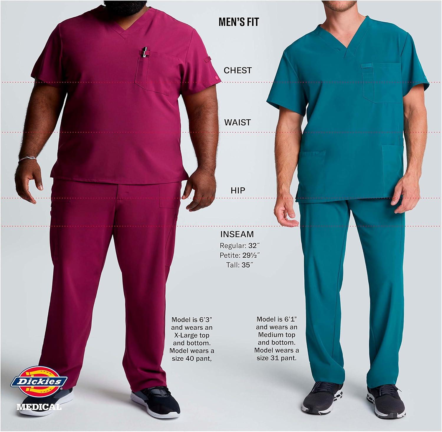 image:imageDickies Mens VNeck Scrub Top with 5 Pockets Medical amp Nursing Uniform Shirt Side Vents 81906Navy