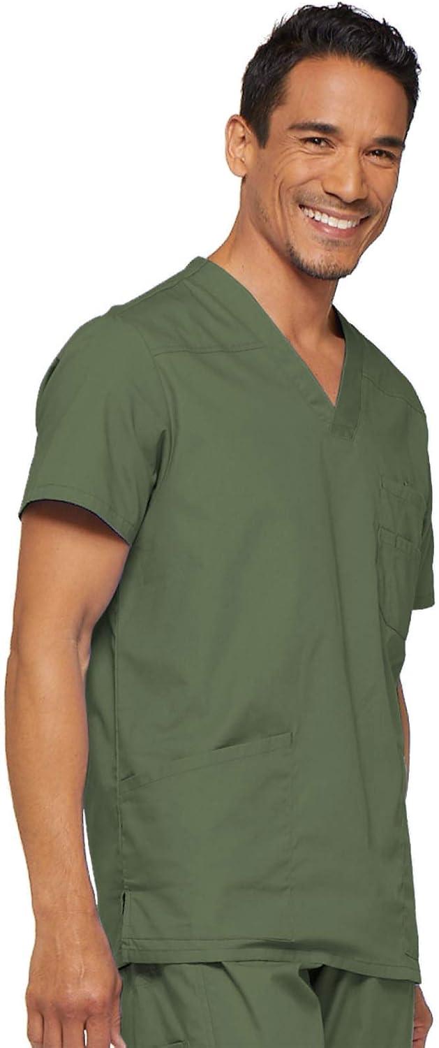 image:imageDickies Mens VNeck Scrub Top with 5 Pockets Medical amp Nursing Uniform Shirt Side Vents 81906Olive