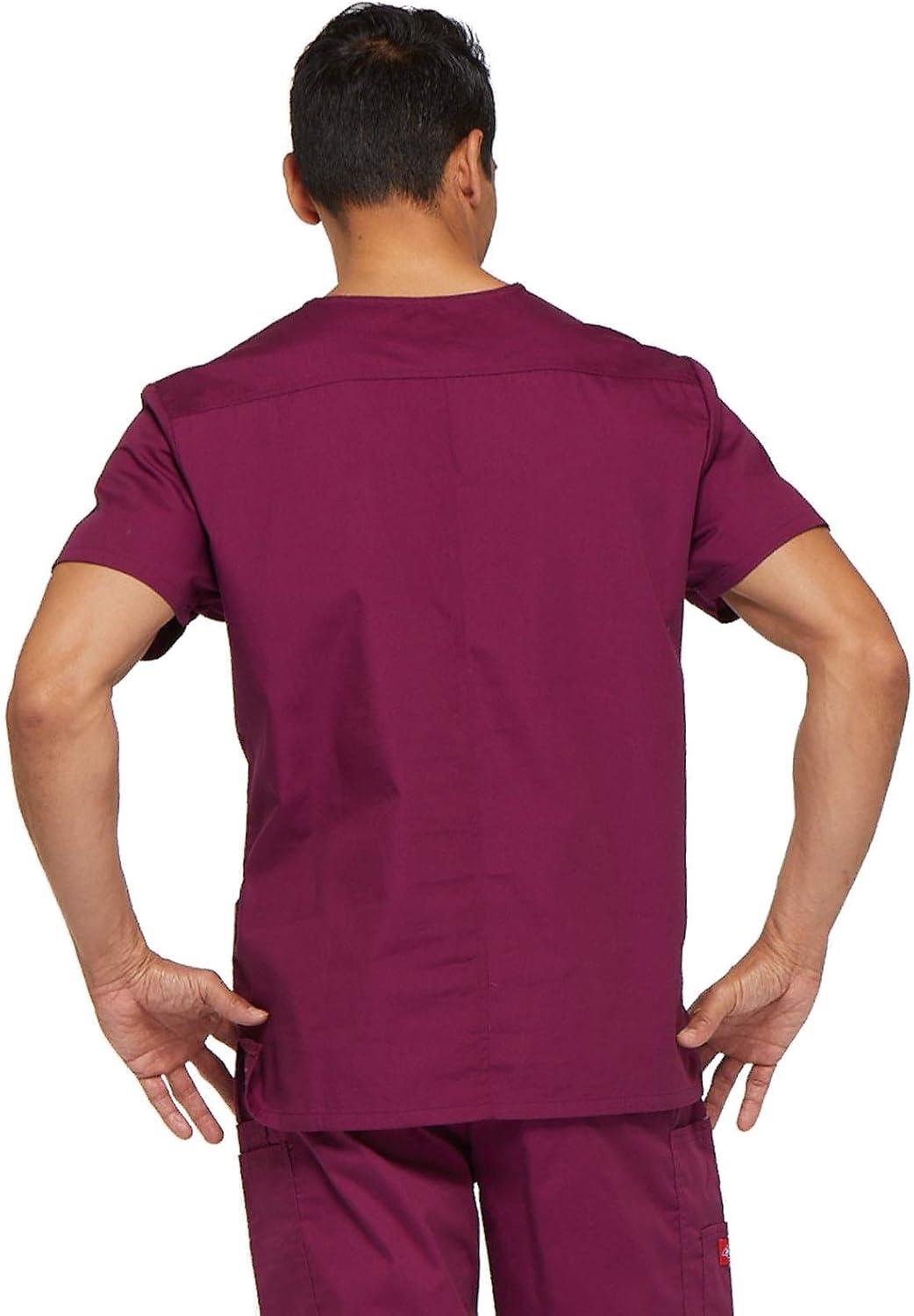 image:imageDickies Mens VNeck Scrub Top with 5 Pockets Medical amp Nursing Uniform Shirt Side Vents 81906Wine