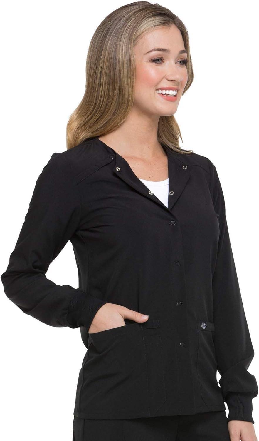 image:imageDickies Scrub Jackets For Woman Snap Front Warmup Jacket With 2 Pockets DK305Black