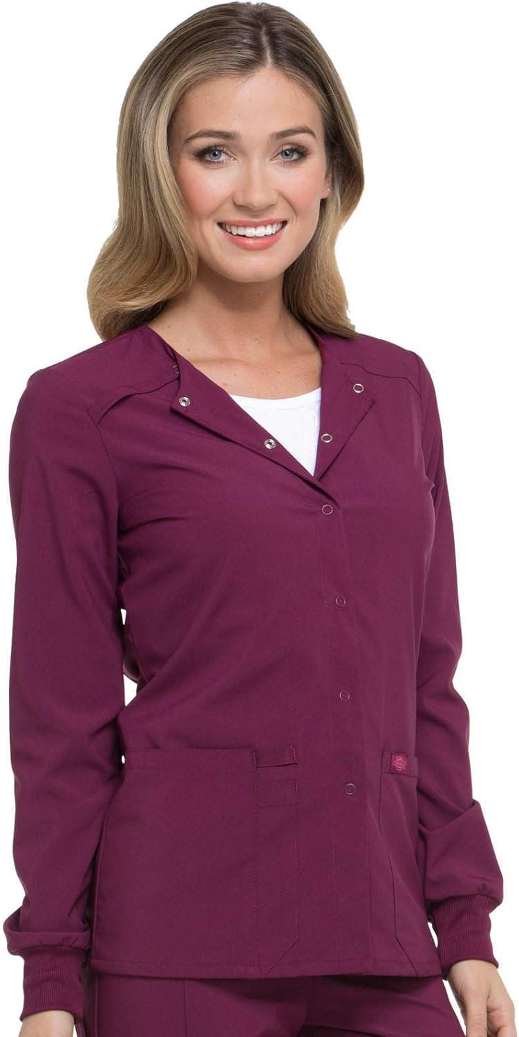 image:imageDickies Scrub Jackets For Woman Snap Front Warmup Jacket With 2 Pockets DK305Wine