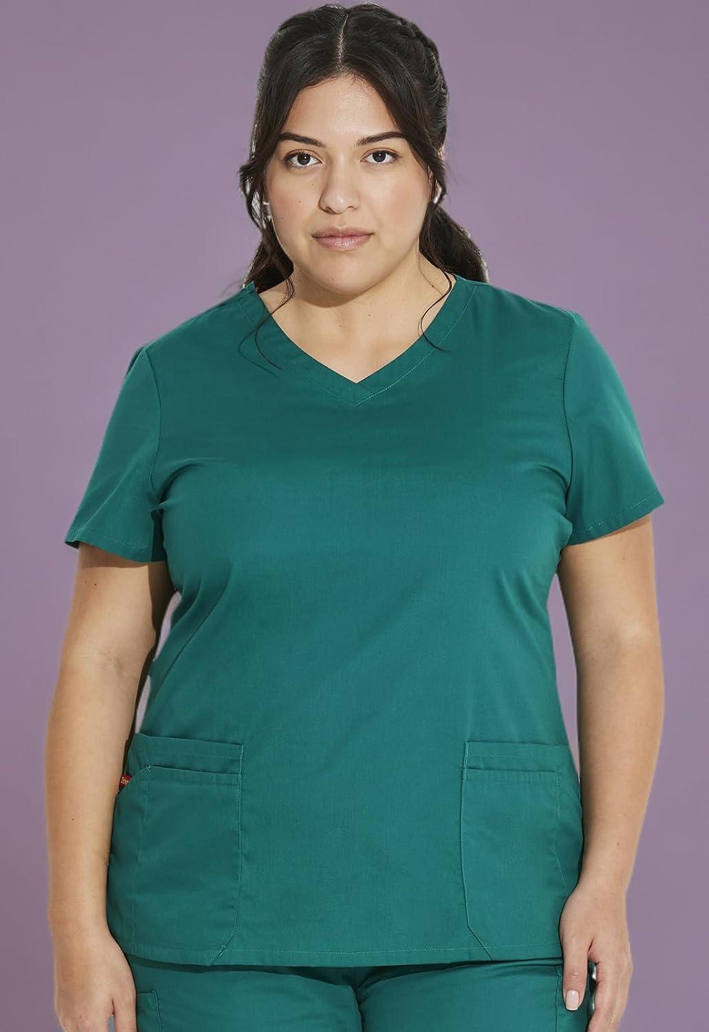 image:imageDickies Scrubs Top for Women VNeck Womens Scrub Tops Contemporary Fit with 4 Pockets 85906Hunter