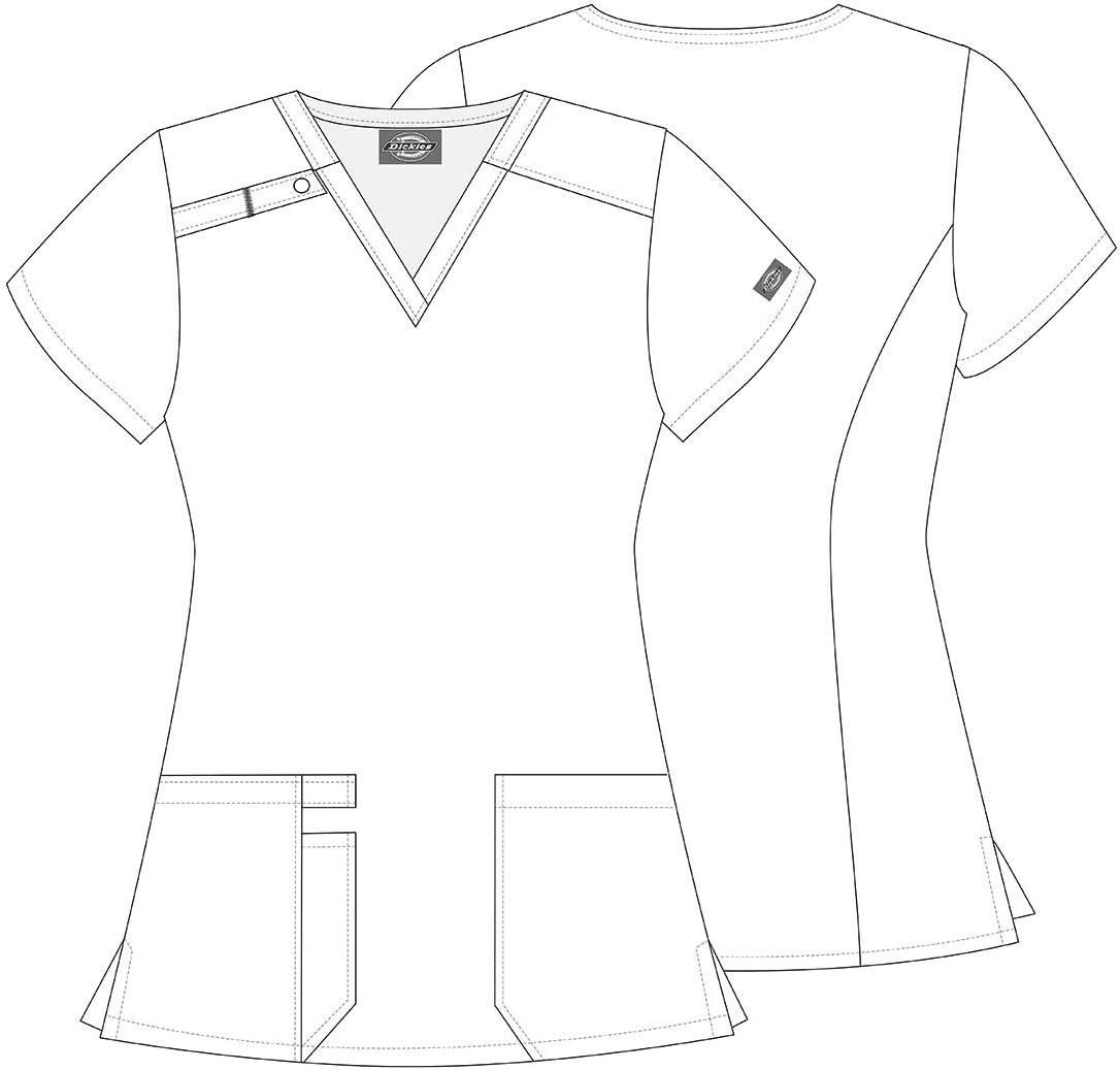 image:imageDickies Womens Scrub Top Printed VNeck Medical Top with 2 Pockets Snap Tab amp Instrument Loops DK616Sunflower Doodle