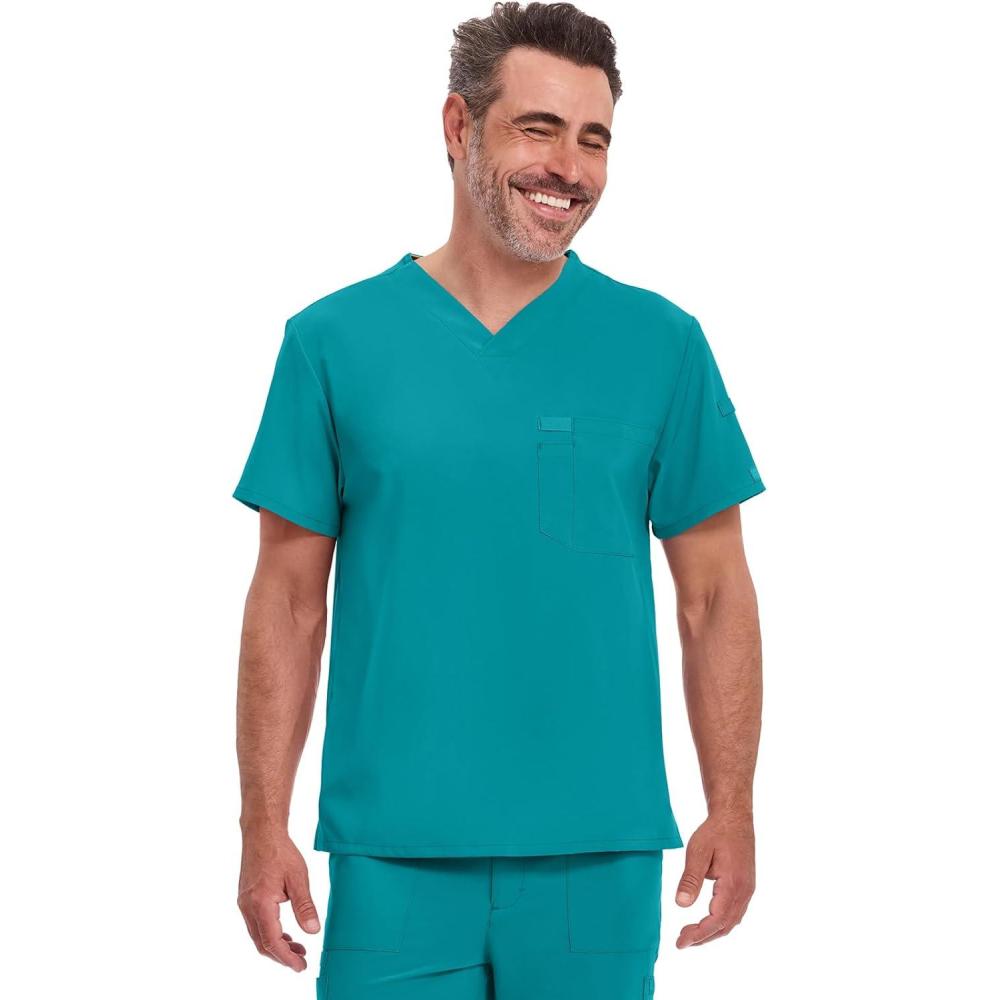 image:imageDickies EDS Essentials Men Scrubs Top Tuckable VNeck DK635Teal Blue
