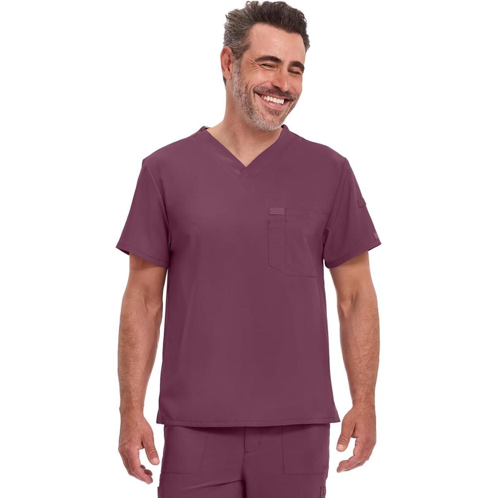 image:imageDickies EDS Essentials Men Scrubs Top Tuckable VNeck DK635Wine