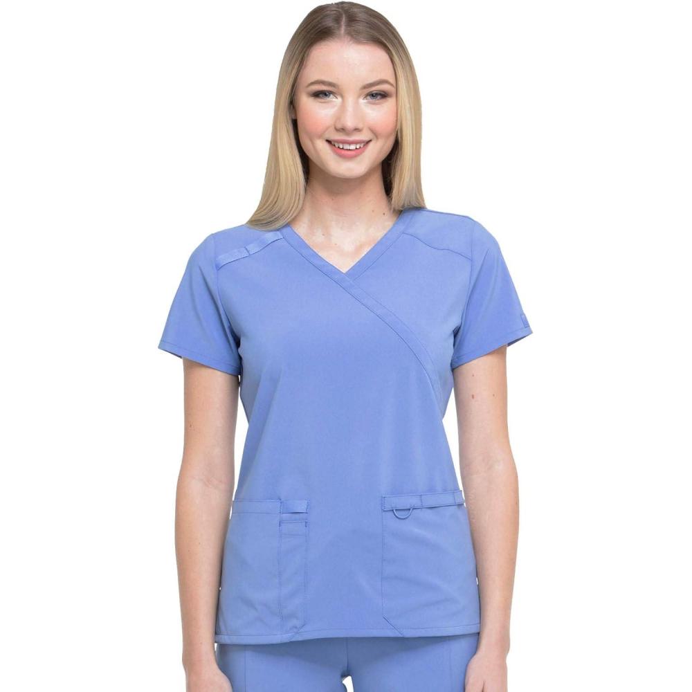 image:imageDickies EDS Essentials Mock Wrap Top Scrubs for Women with FourWay Stretch and Moisture Wicking DK625Ciel
