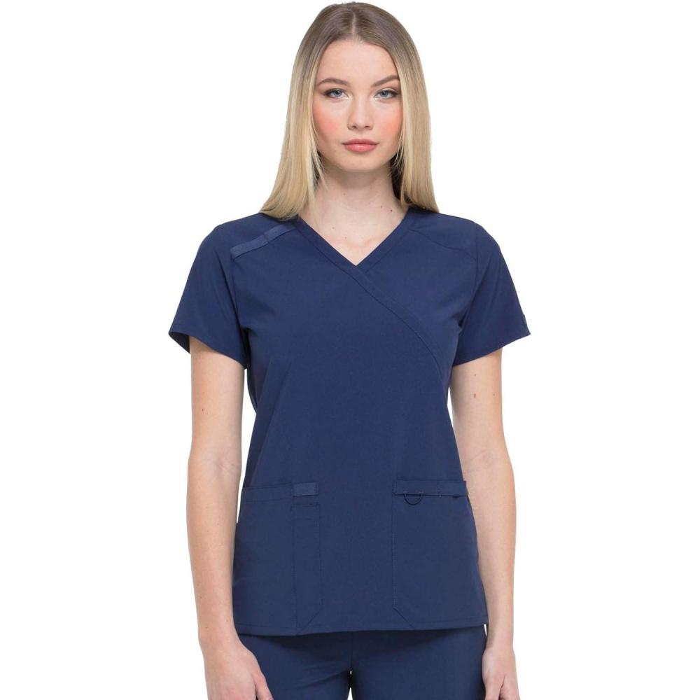 image:imageDickies EDS Essentials Mock Wrap Top Scrubs for Women with FourWay Stretch and Moisture Wicking DK625Navy
