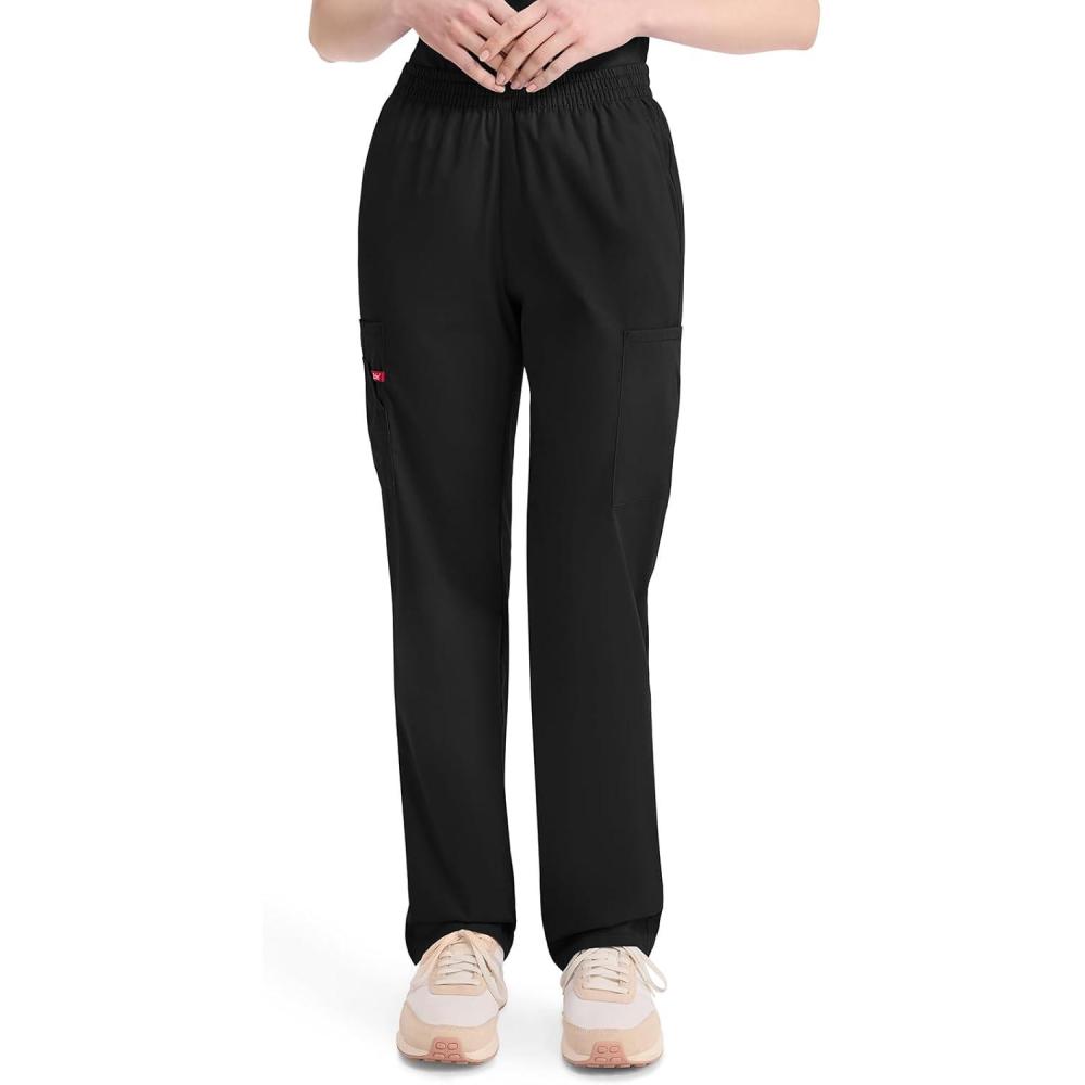 image:imageDickies EDS Signature Scrubs for Women Elastic Waist PullOn Cargo Pants for Women in Soft Brushed Poplin  86106Black