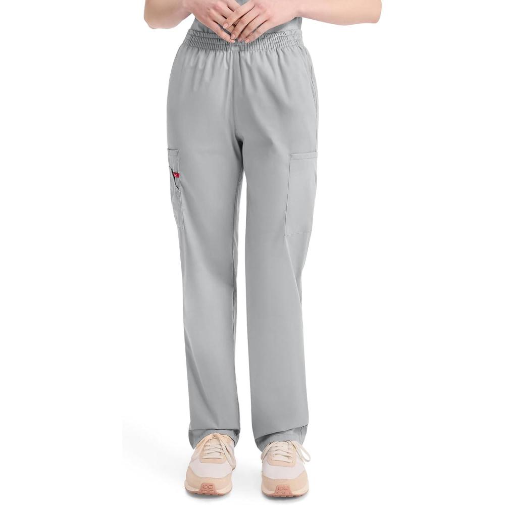 image:imageDickies EDS Signature Scrubs for Women Elastic Waist PullOn Cargo Pants for Women in Soft Brushed Poplin 86106Grey
