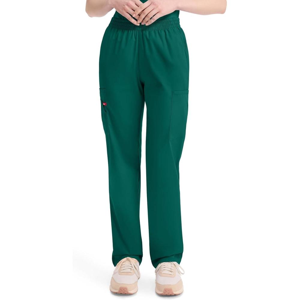 image:imageDickies EDS Signature Scrubs for Women Elastic Waist PullOn Cargo Pants for Women in Soft Brushed Poplin 86106Hunter