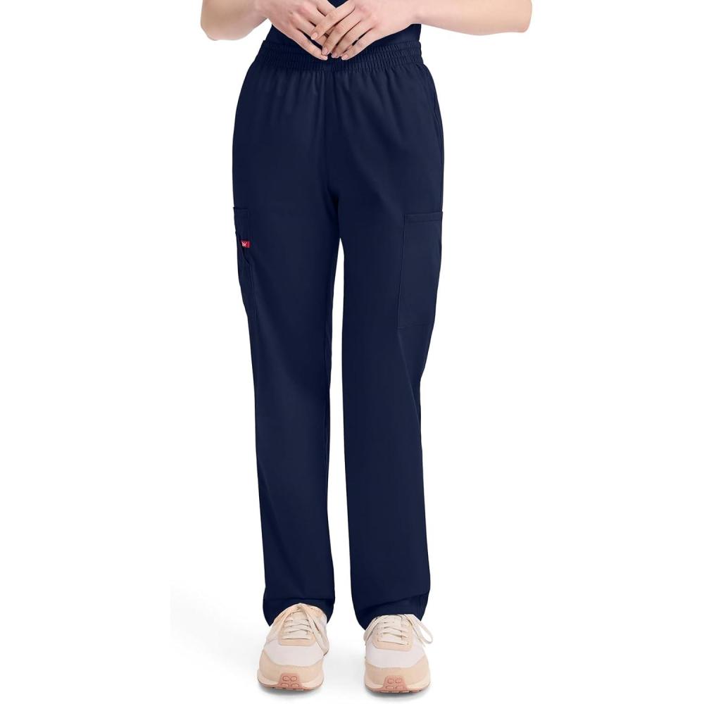 image:imageDickies EDS Signature Scrubs for Women Elastic Waist PullOn Cargo Pants for Women in Soft Brushed Poplin 86106Navy