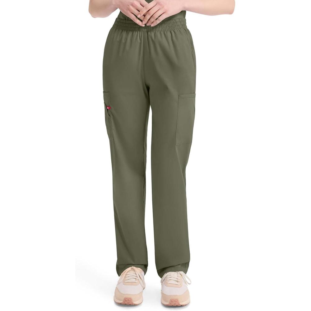 image:imageDickies EDS Signature Scrubs for Women Elastic Waist PullOn Cargo Pants for Women in Soft Brushed Poplin 86106Olive