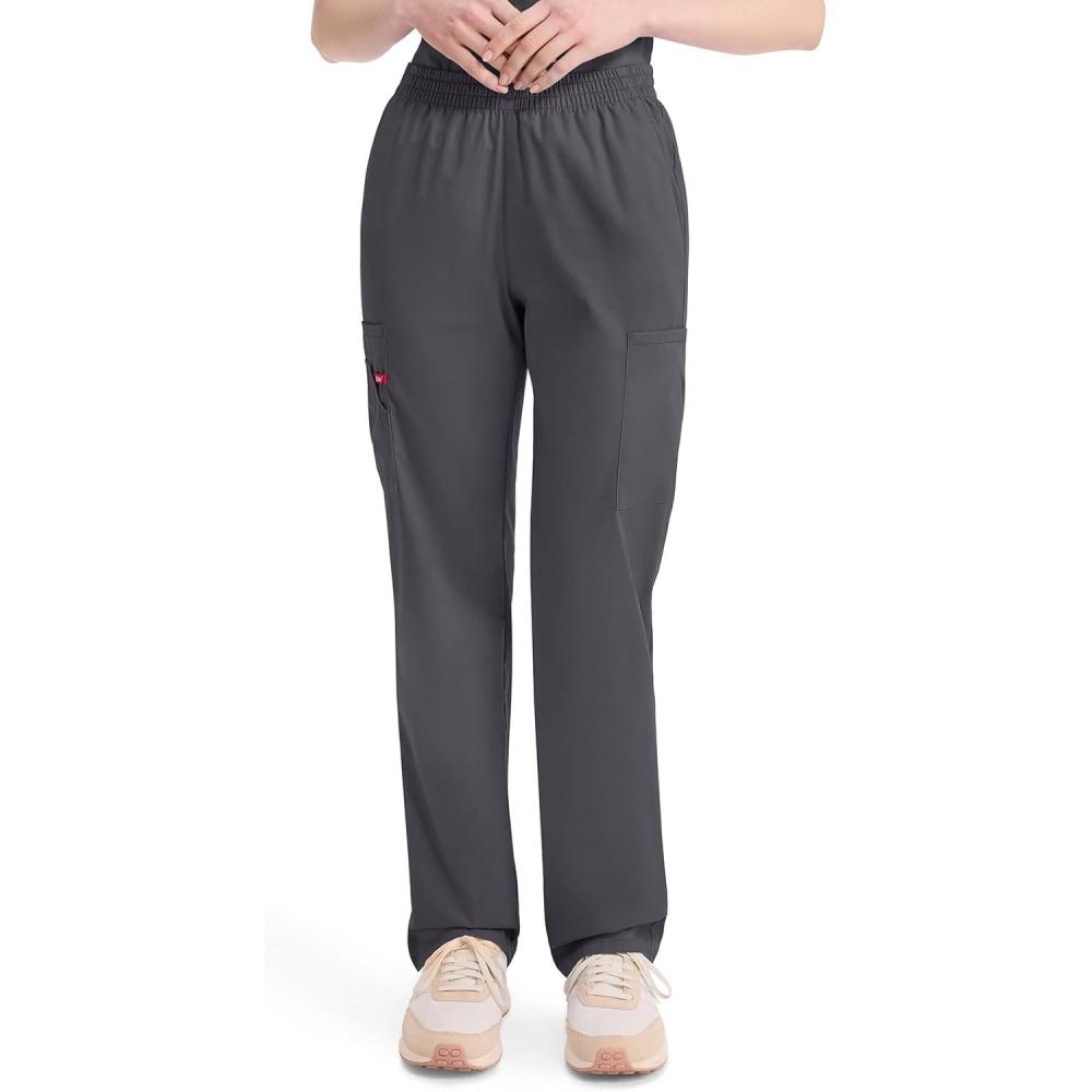 image:imageDickies EDS Signature Scrubs for Women Elastic Waist PullOn Cargo Pants for Women in Soft Brushed Poplin 86106Pewter