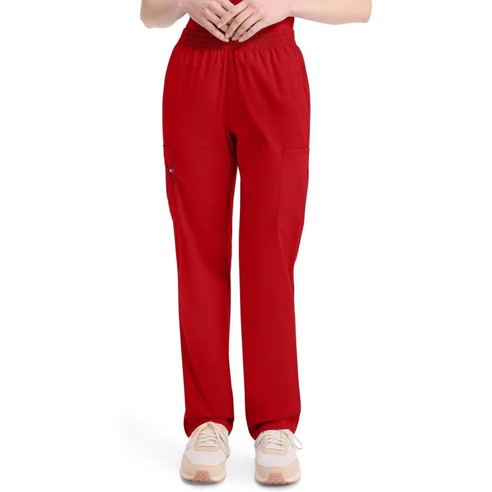 image:imageDickies EDS Signature Scrubs for Women Elastic Waist PullOn Cargo Pants for Women in Soft Brushed Poplin 86106Red