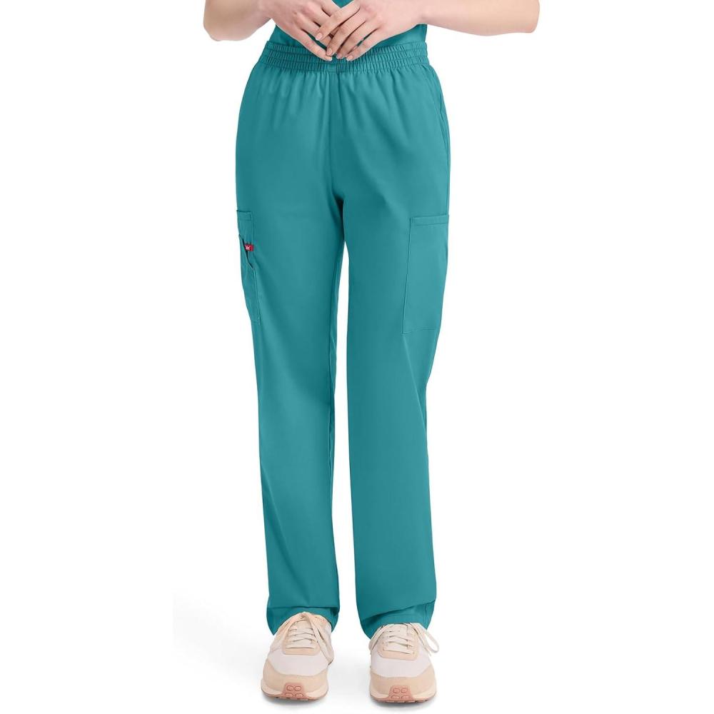 image:imageDickies EDS Signature Scrubs for Women Elastic Waist PullOn Cargo Pants for Women in Soft Brushed Poplin 86106Teal Blue