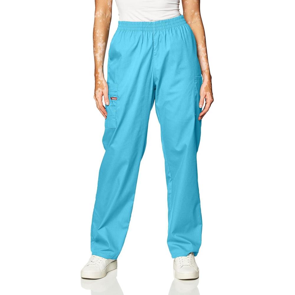 image:imageDickies EDS Signature Scrubs for Women Elastic Waist PullOn Cargo Pants for Women in Soft Brushed Poplin 86106Turquoise