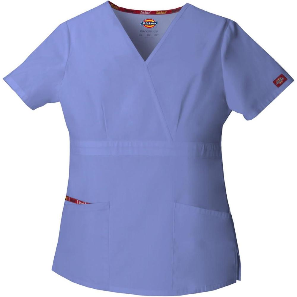 image:imageDickies EDS Signature Scrubs for Women Empire Waist Mock Wrap Top in Soft Brushed Poplin 86806Lavender