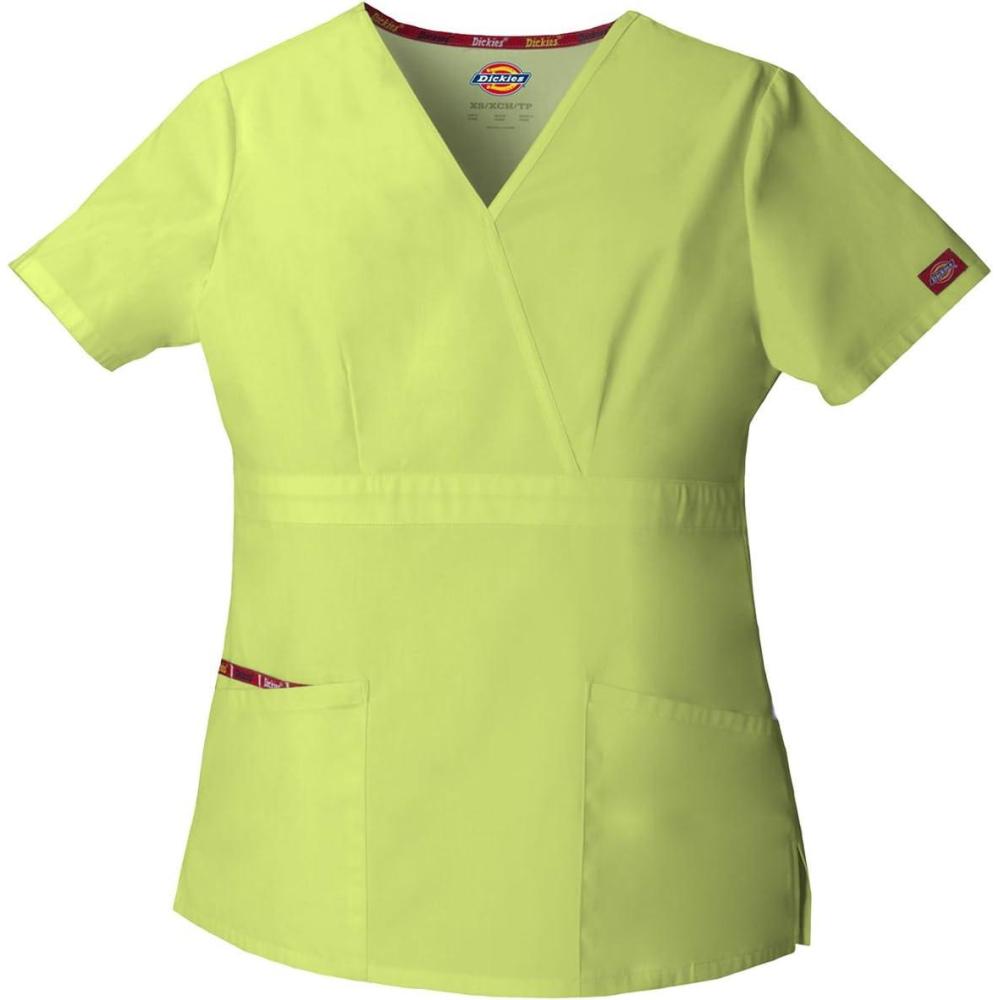 image:imageDickies EDS Signature Scrubs for Women Empire Waist Mock Wrap Top in Soft Brushed Poplin 86806Sweet Apple Green