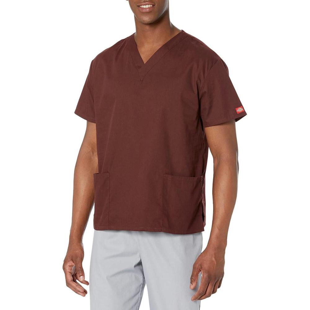 image:imageDickies EDS Signature Scrubs for Women VNeck Womens Tops in Soft Brushed Poplin 86706Espresso